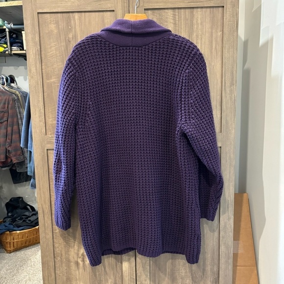 Lands End Women's 1X Purple Shawl Collar Sweater Cardigan Chunky Knit - Picture 8 of 11